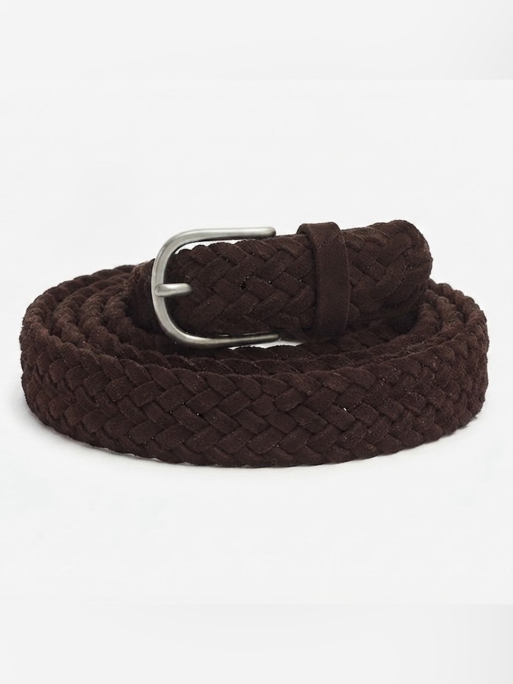 Anderson's Luxury Dark Brown Woven Suede Belt 39" x 1.5" Quiet Wealth Belt